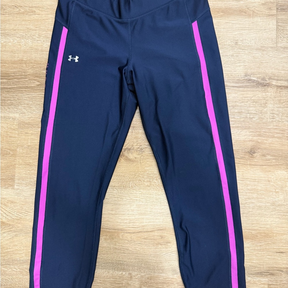 Under Armour Dark Blue Leggings with Pink Accents